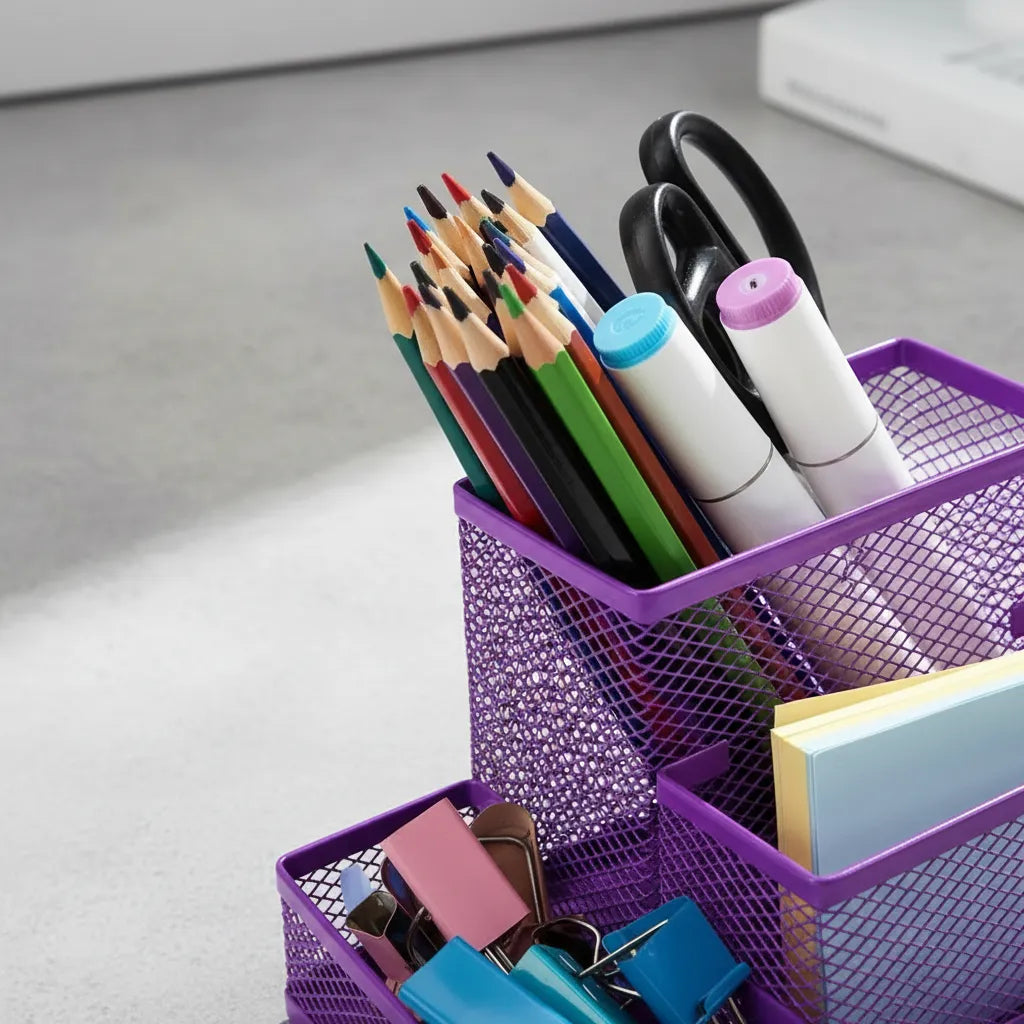 Porta Lapices Canasto Organizador Metal Multiuso Portalapiz