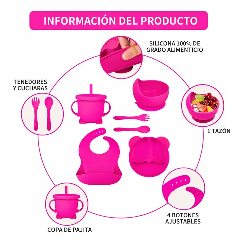 Set Platos Bebe Juego De Cubiertos De Silicona Bebe 6pcs
