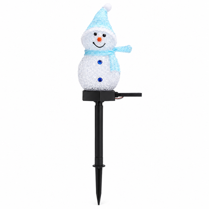 Pack 2 Estacas Solar Muñeco De Nieve Decoración Navidad Luz Solar
