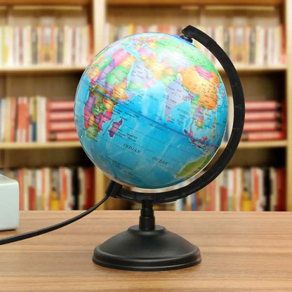 Globo Terraqueo Giratorio Con Base 20cm Mapa Mundi C/luz