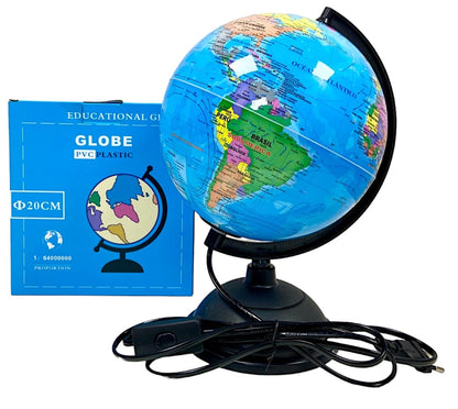 Globo Terraqueo Giratorio Con Base 20cm Mapa Mundi C/luz