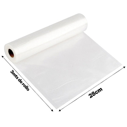 Rollo Bolsas Sellado Al Vacío Sellar Alimentos 28cm X 3mts