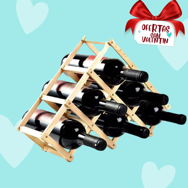 Porta Vino Botellas Plegable Soporte De Vino Madera 6 Pts.