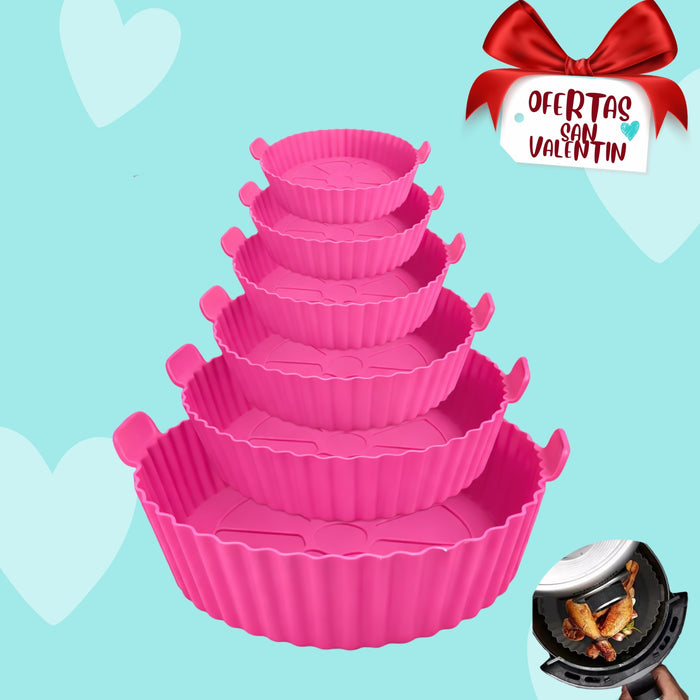 X6 Molde Redondo Silicona Para Air Fryer Moldes Freidora