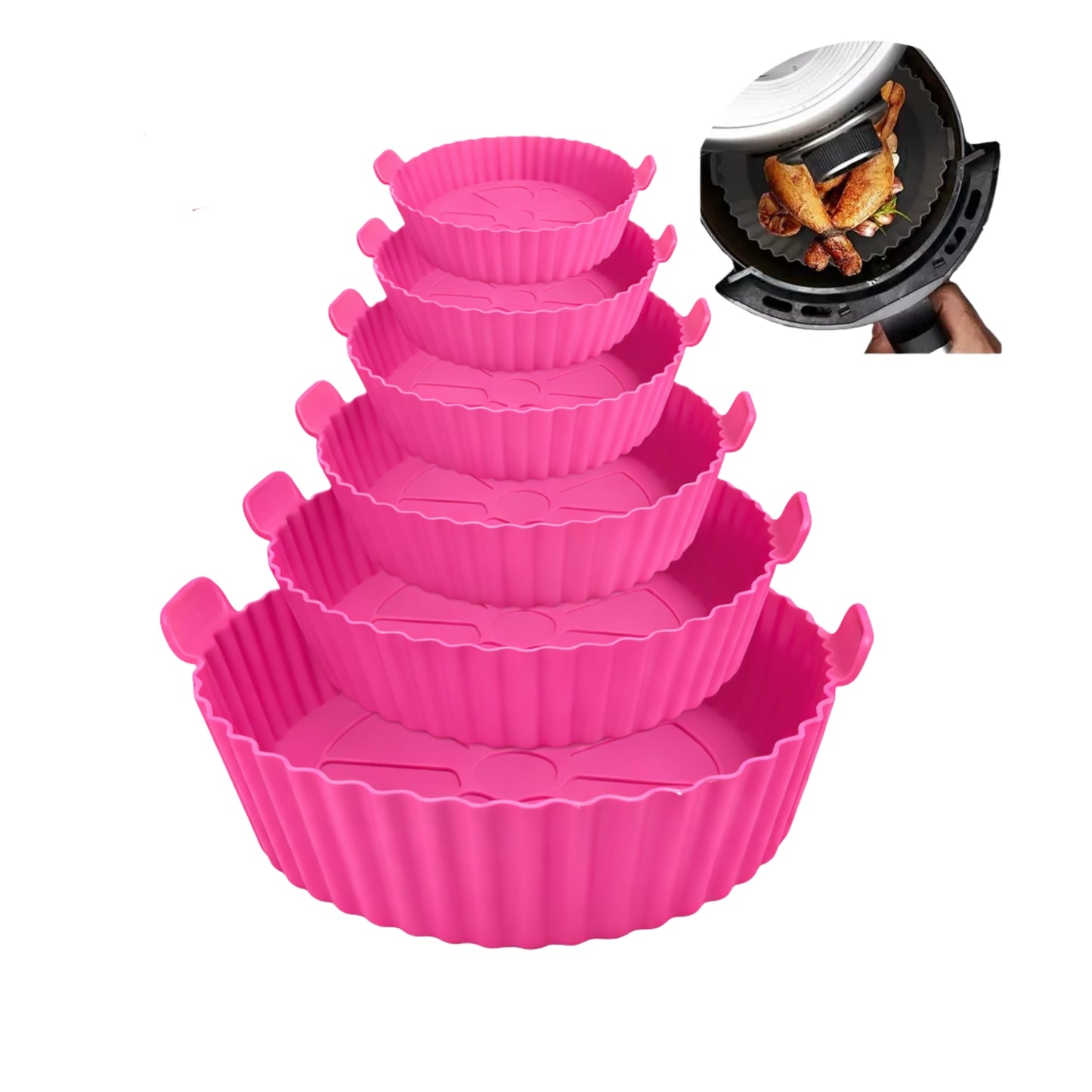 X6 Molde Redondo Silicona Para Air Fryer Moldes Freidora