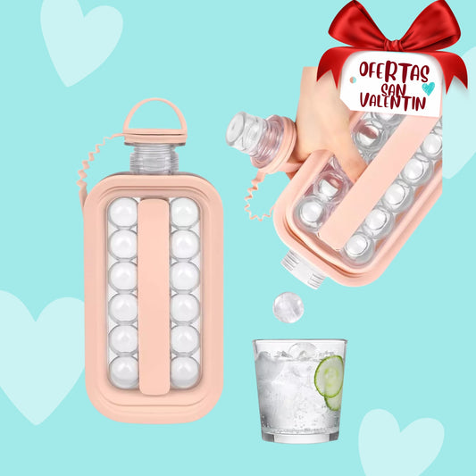 Cubitera 2 En 1 Molde Portatil Bolitas Hielo Botella Hielera