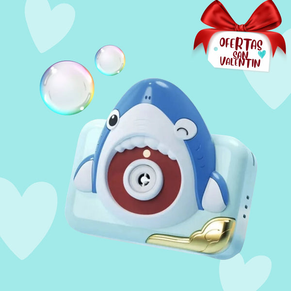 Juguete Burbujas Niños Camara Lanza Burbuja Liquido Tiburon