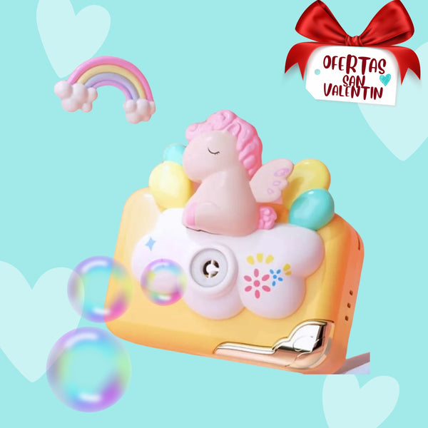 Juguete Burbujas Niños Camara Lanza Burbuja Liquido Unicornio