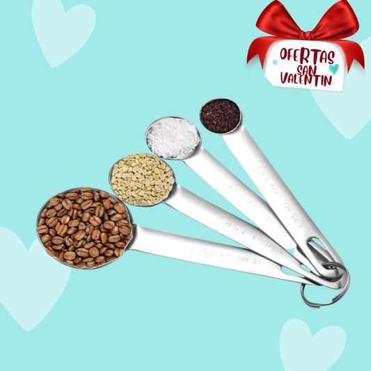 Set X4 Cucharas Medidoras Dosificadoras Resposteria Acero Inoxidable