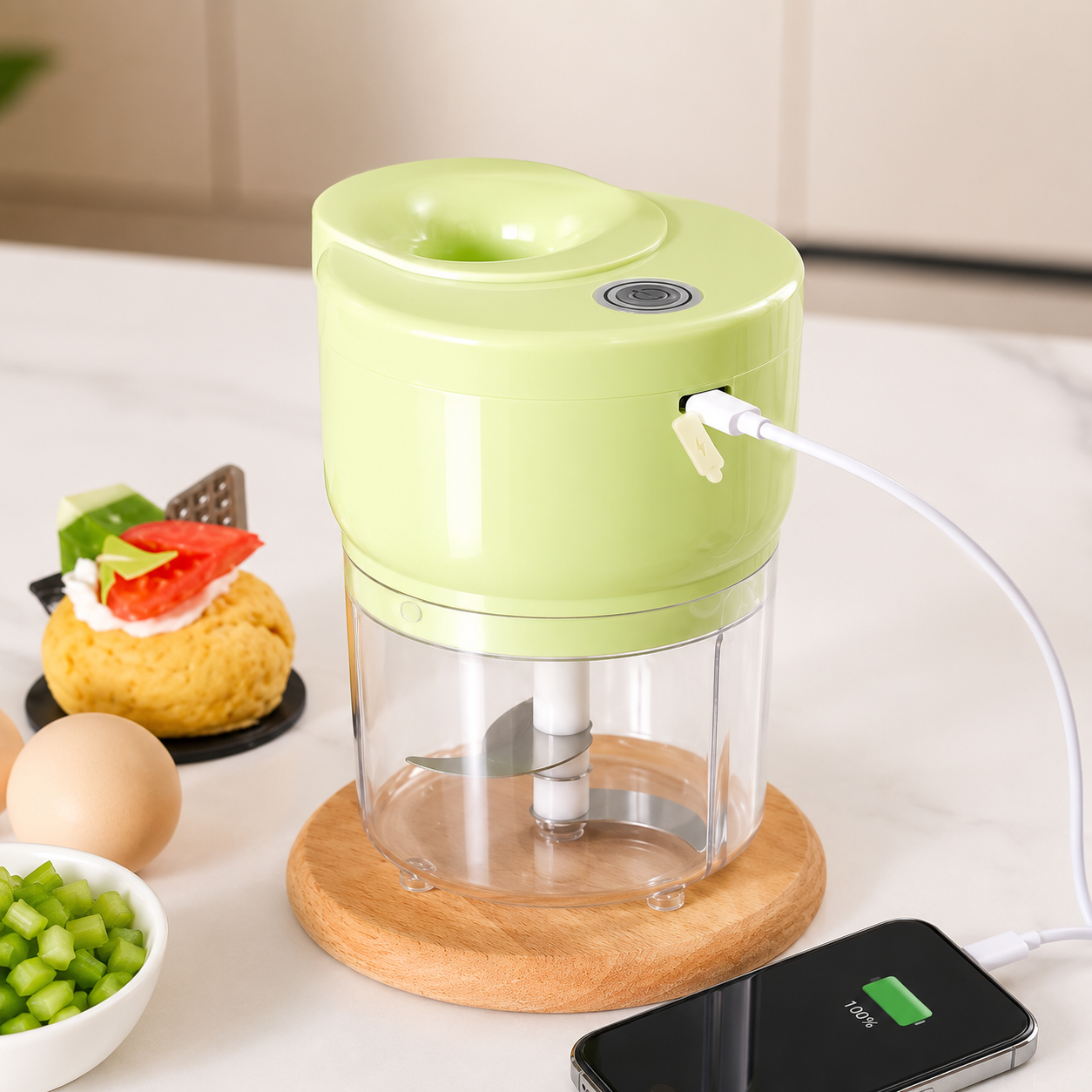 Procesador Multifuncional Alimentos Picadora Recargable 500ml