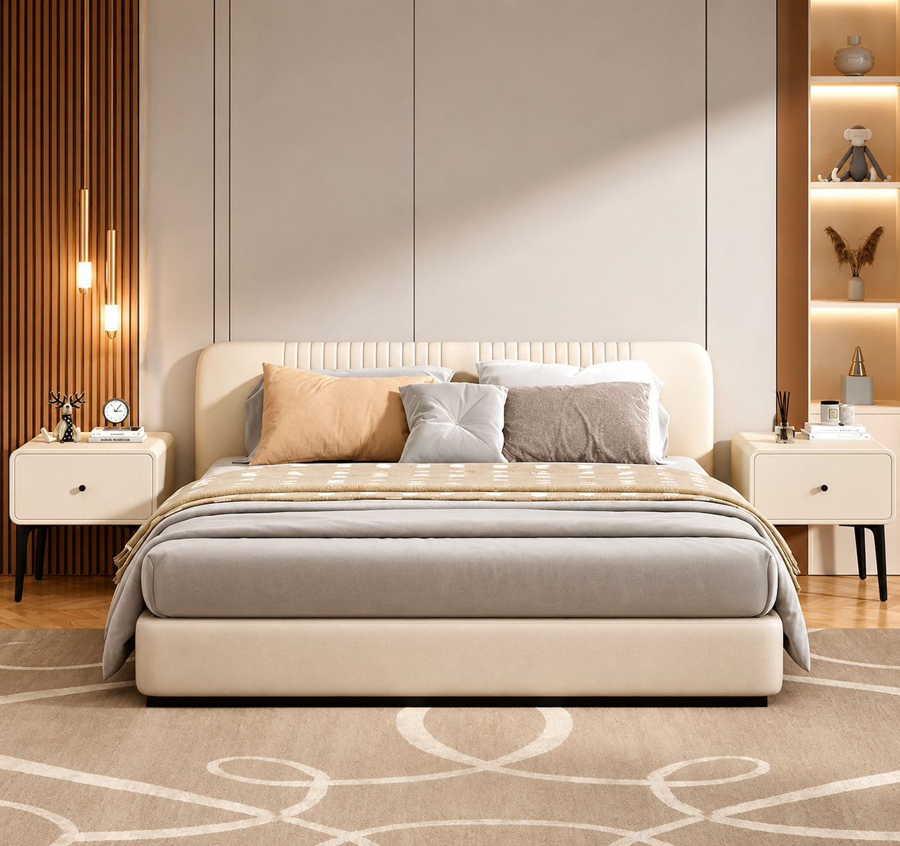 Pack x2 Velador Nordico Veladores De Madera Mesa Moderna 40x40x48cm