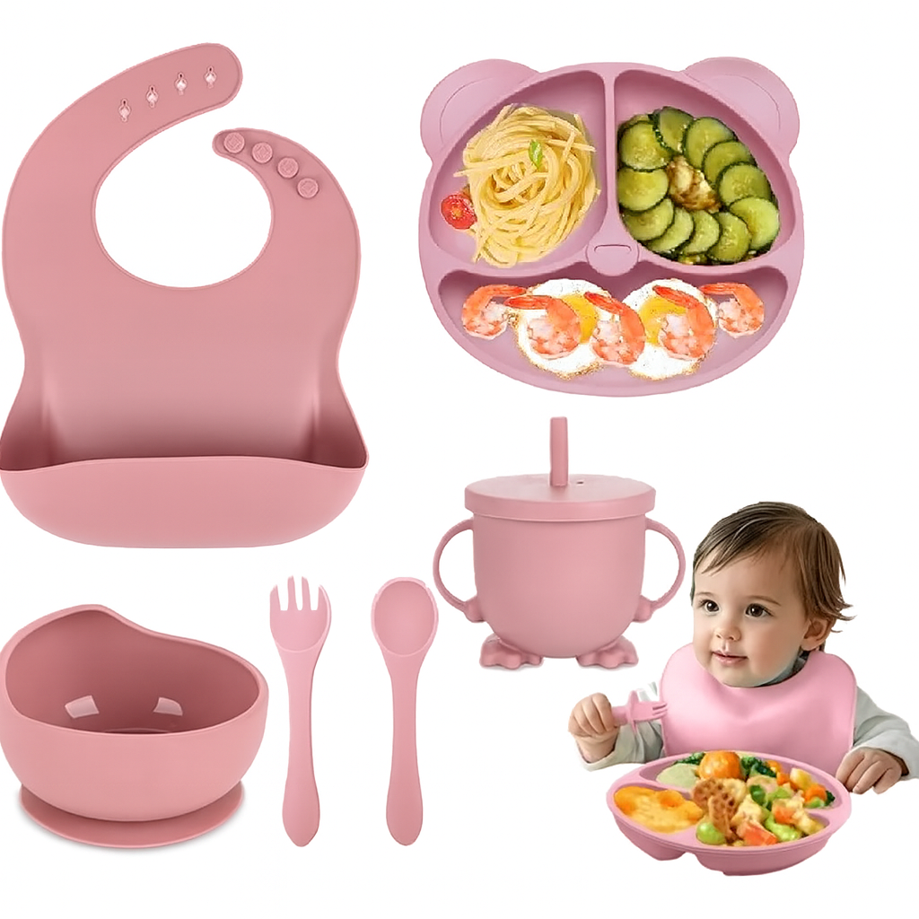 Set Platos Bebe Juego De Cubiertos De Silicona Bebe 6pcs