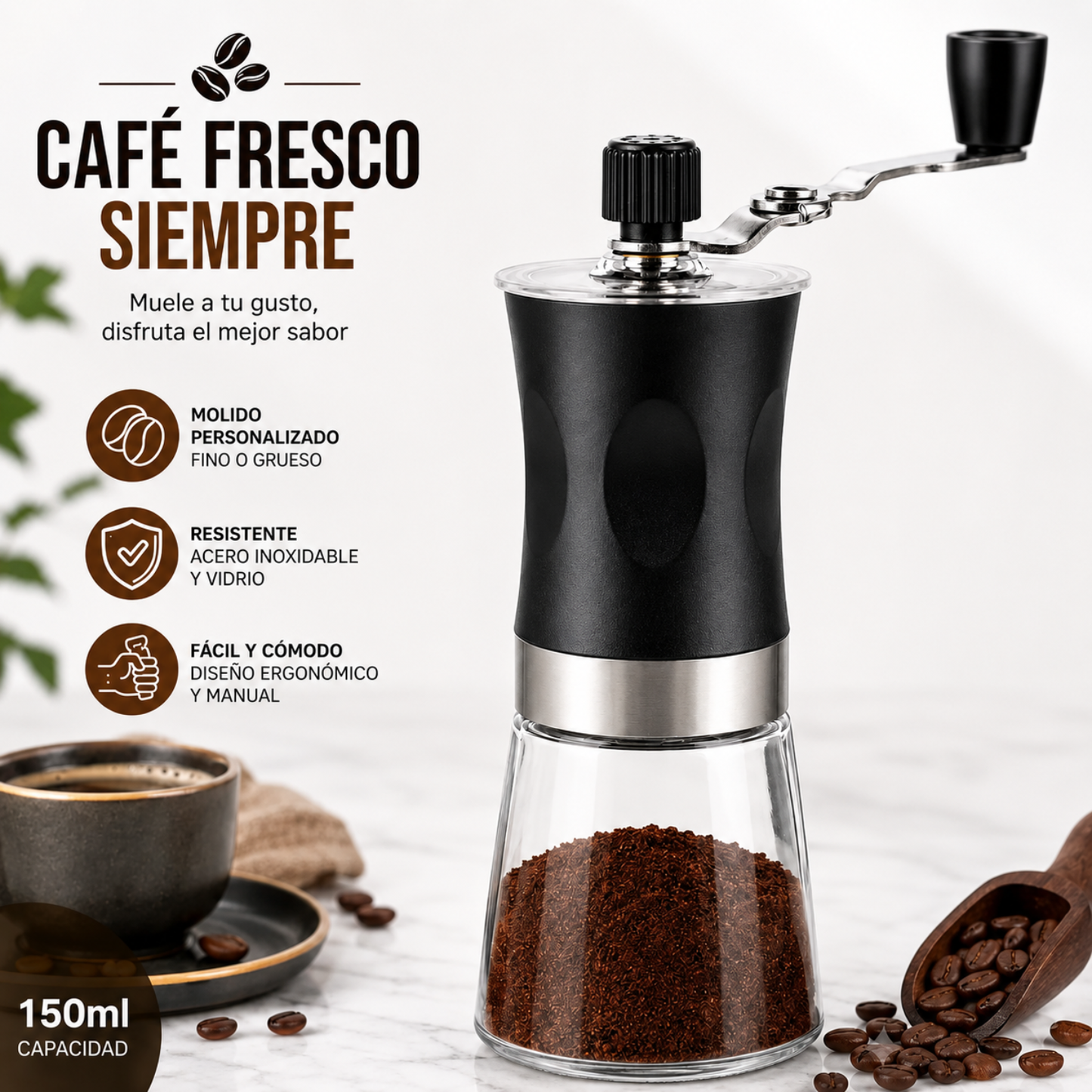 Molino Cafe Manual Moledor De Granos Moledor Cafe Vidrio
