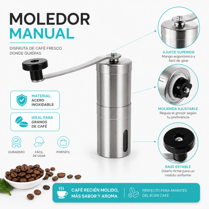 Molinillo Manual Moledor De Cafe Triturador Acero 50ml