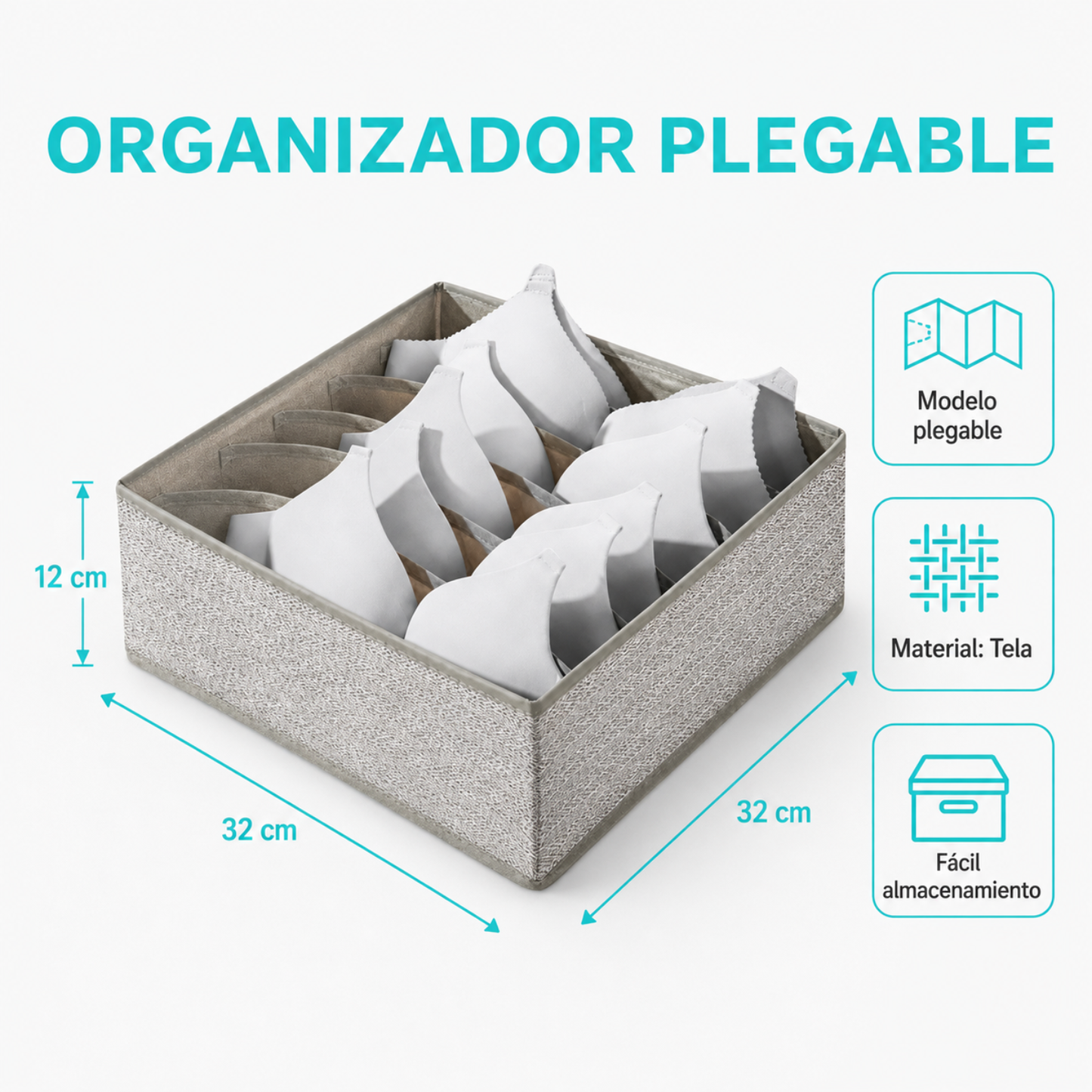 Caja Organizadora Plegable Caja Almacenamiento 32x32x12cm