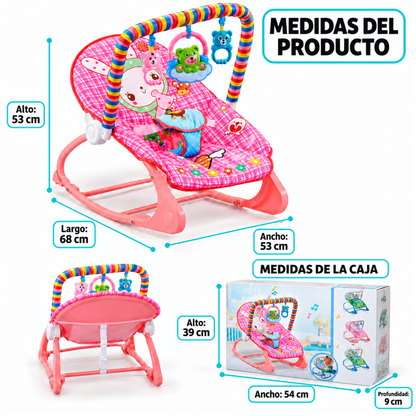 Silla Nido Mecedora Musical Para Bebe Con Juegos Rosa