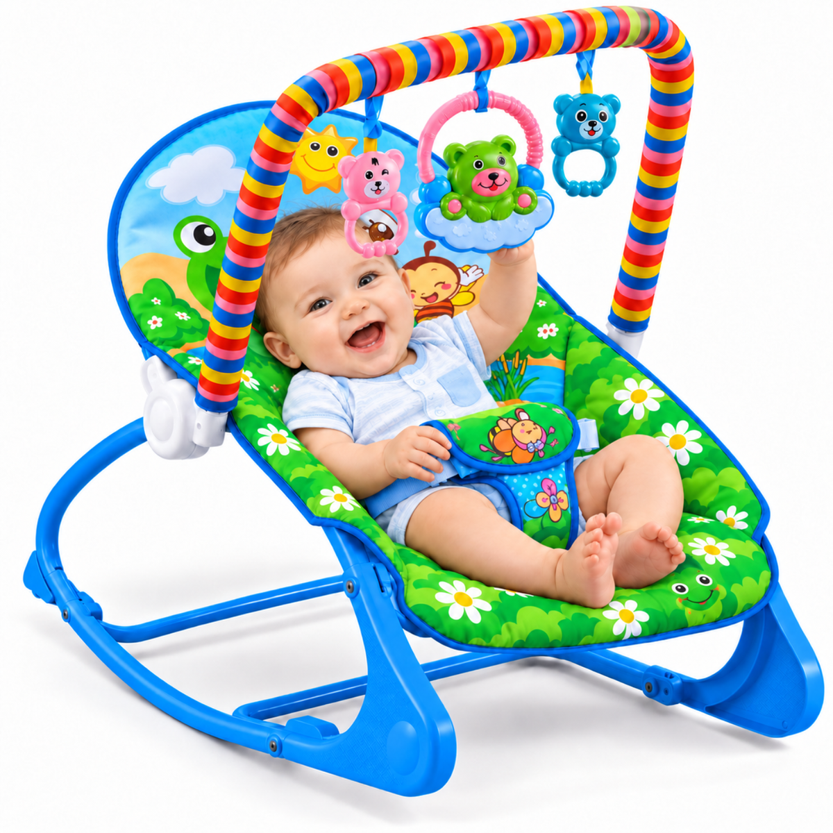 Silla Nido Mecedora Musical Para Bebe Con Juegos Celeste