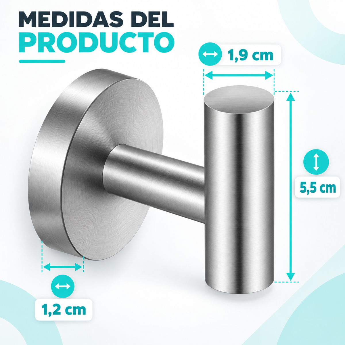 Pack x2 Toallero Baño Acero Inoxidable Cepillado con Ganchos
