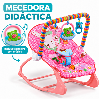Silla Nido Mecedora Musical Para Bebe Con Juegos Rosa