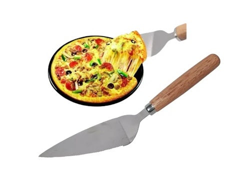 Espatula Para Cortar Picar Pizza Con Mango De Madera 26cm