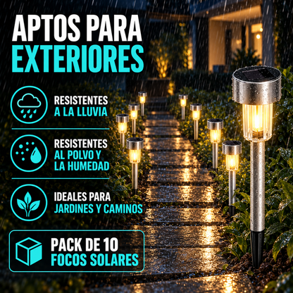 10x Luz Solar Foco Luz Patio Solar Estacas Solares Jardin