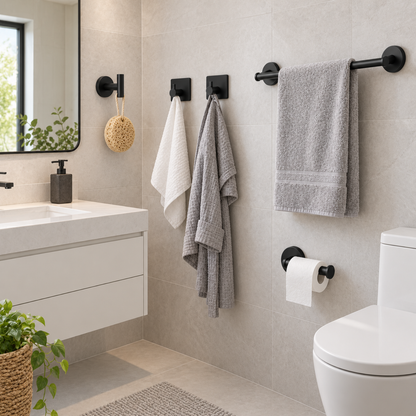 Set 5 Accesorios Baño Toallero Portarrollos Acero Inoxidable