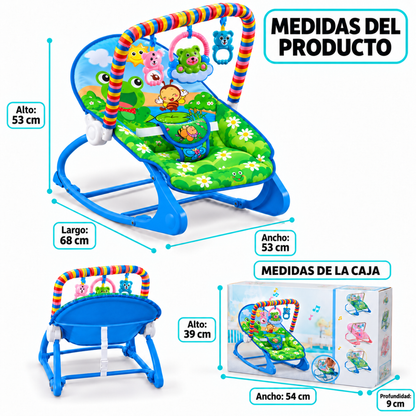 Silla Nido Mecedora Musical Para Bebe Con Juegos Celeste