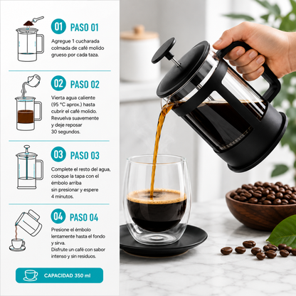 Prensa Francesa Cafetera Francesa Manual Cafe Te Mate 350ml