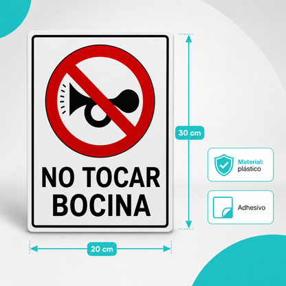 Señal Adhesiva No Tocar Bocina Plástica Rectangular para Exterior