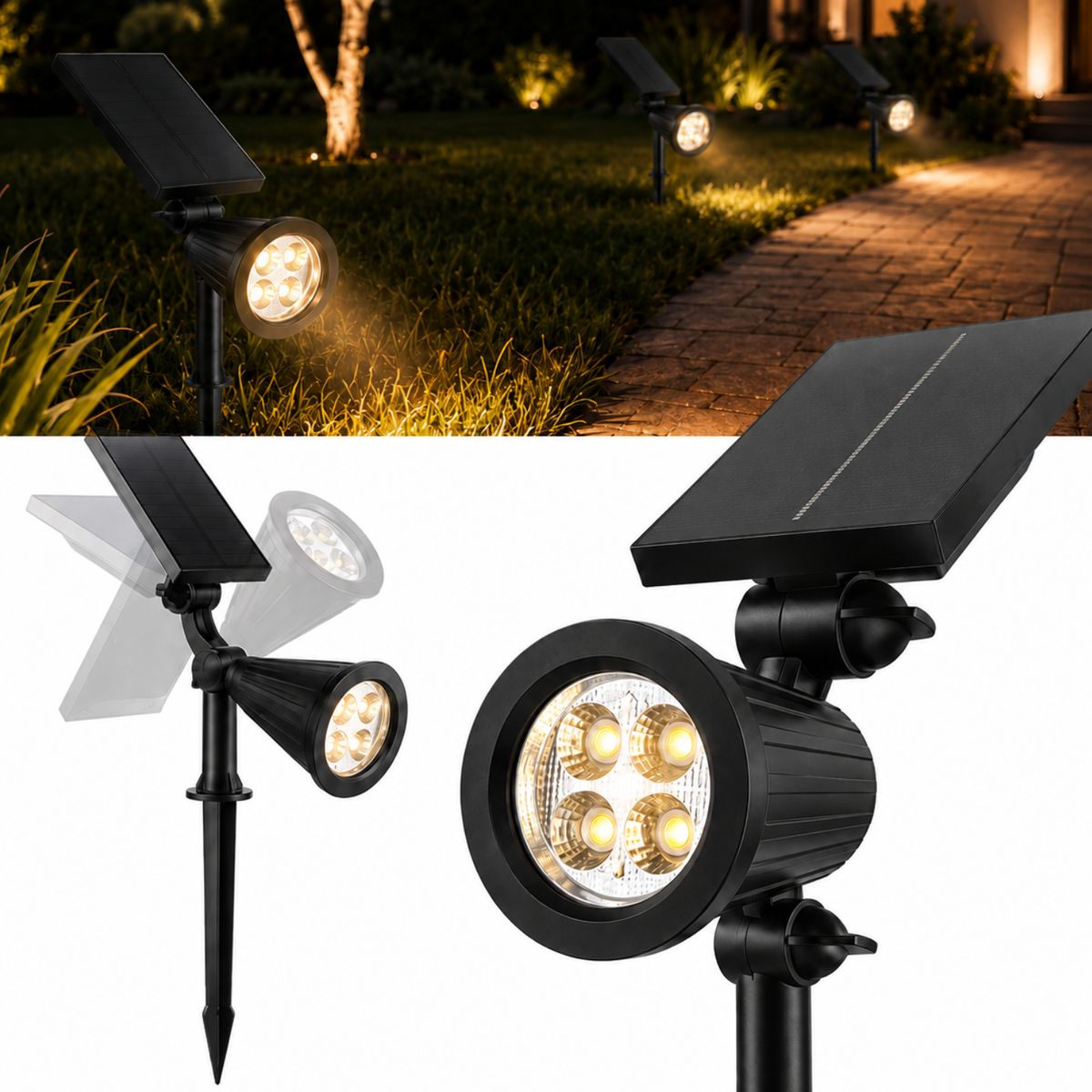 Led Solar Cesped Luz Foco Al Aire Libre Jardin Foco Estaca
