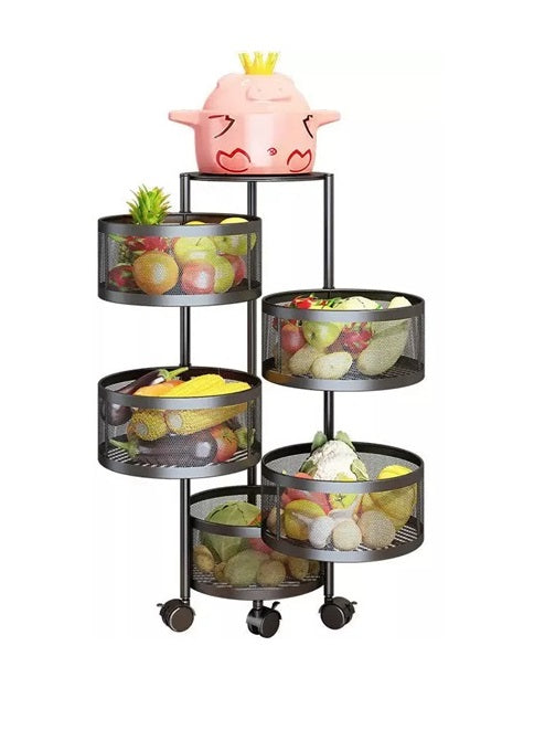 Organizador Frutero De 5 Niveles Giratorio Carrito Ruedas