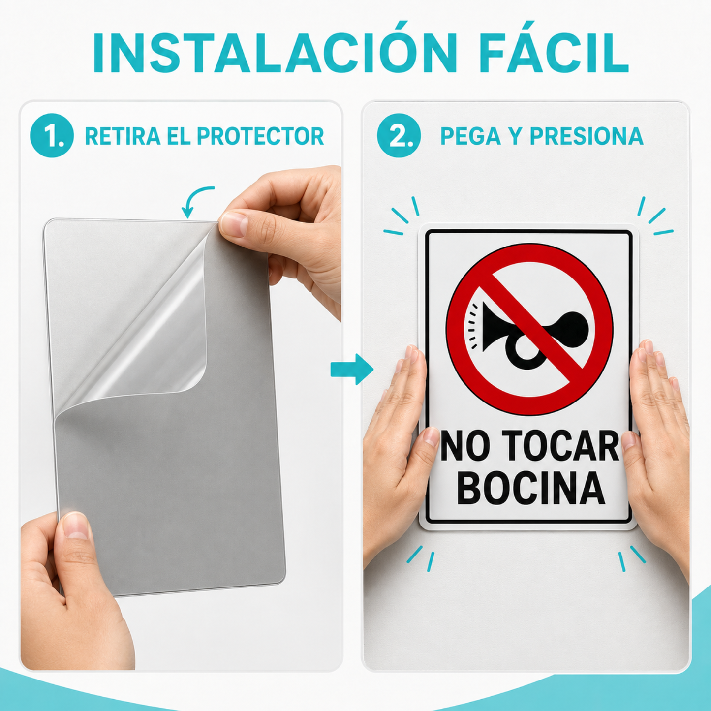 Señal Adhesiva No Tocar Bocina Plástica Rectangular para Exterior