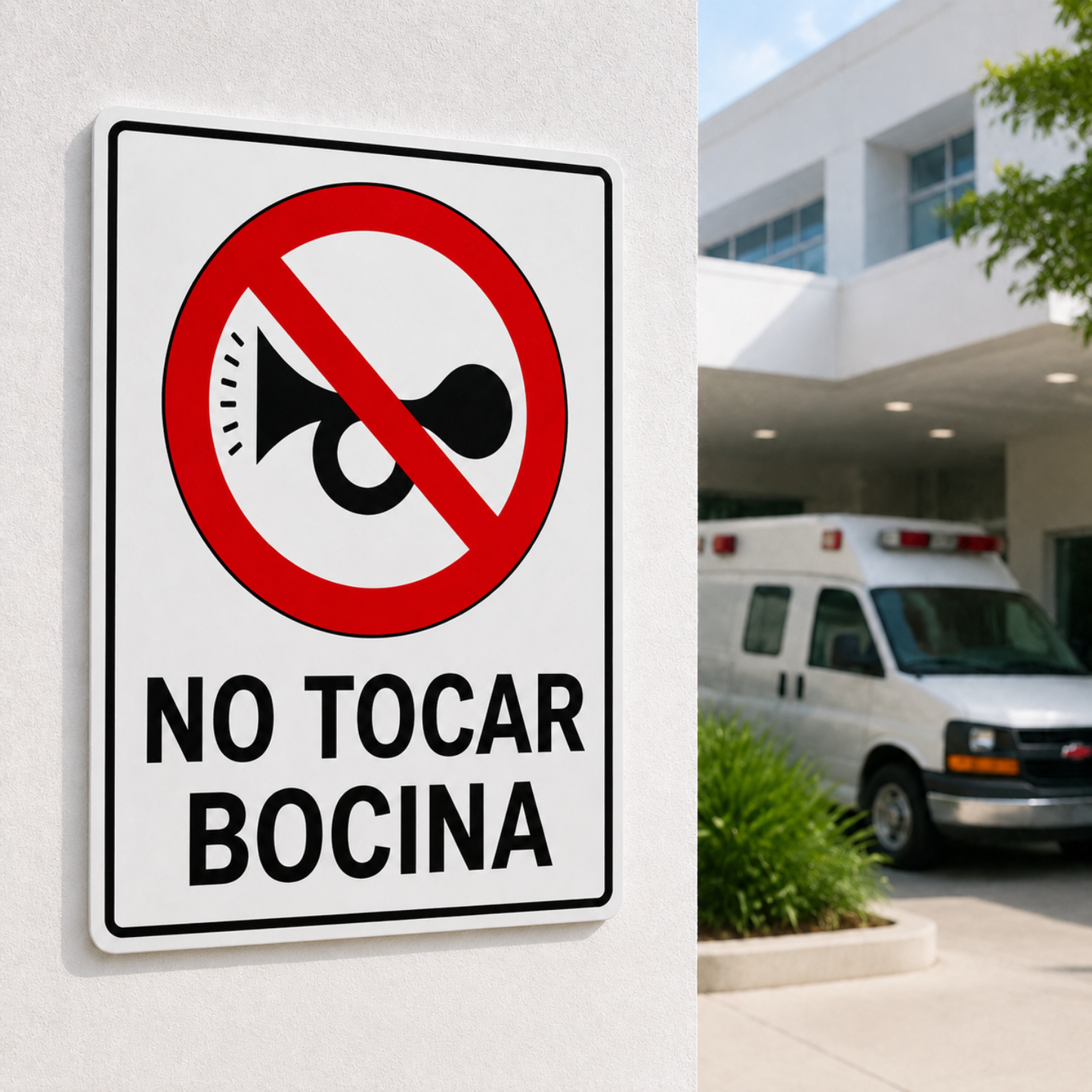 Señal Adhesiva No Tocar Bocina Plástica Rectangular para Exterior