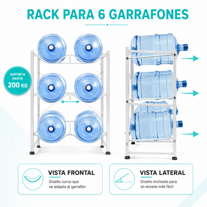 Estante Organizador Rack 6 Botellones Bidones Agua 20lt