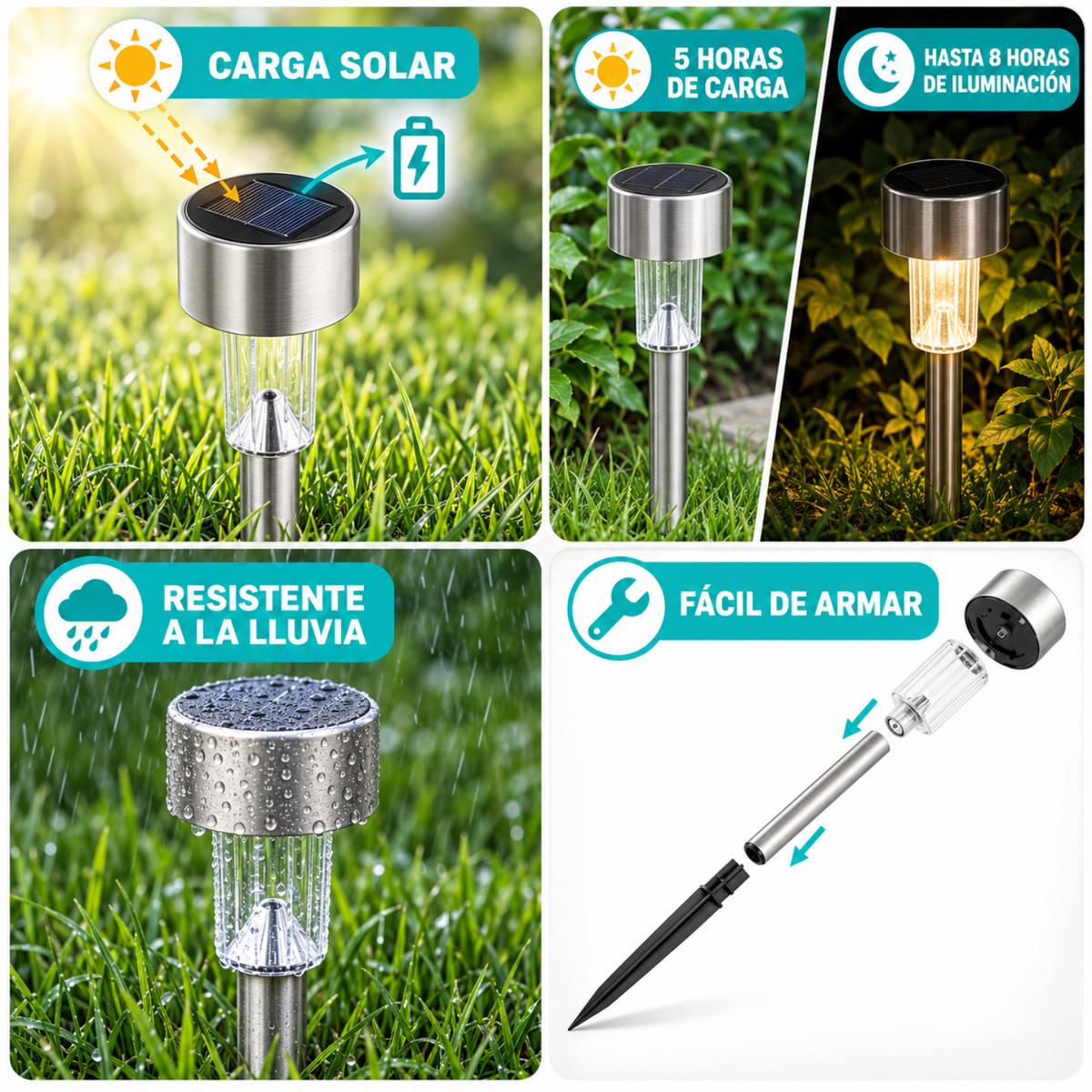 10x Luz Solar Foco Luz Patio Solar Estacas Solares Jardin