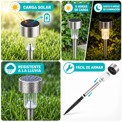 10x Luz Solar Foco Luz Patio Solar Estacas Solares Jardin
