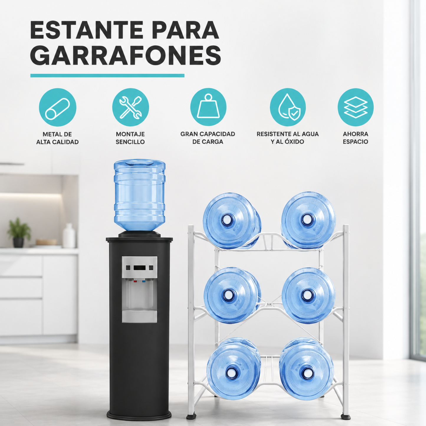 Estante Organizador Rack 6 Botellones Bidones Agua 20lt