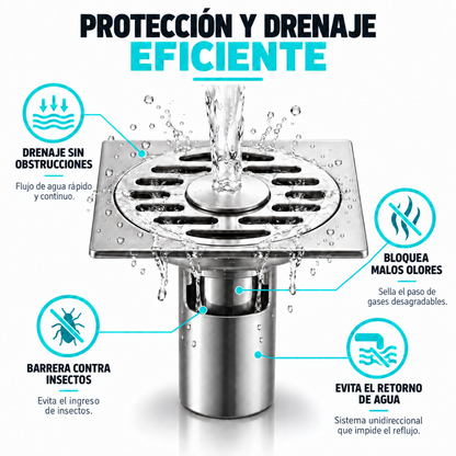 Rejilla Drenaje Baño Ducha Piso Antiolor Desague Acero
