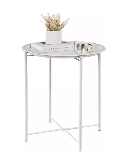 Mesa De Centro Redonda Metal Mesa Auxiliar Metalica Plegable