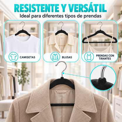 X10 Ganchos Colgadores De Ropa Terciopelo Antideslizantes