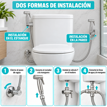 Ducha Bidet Arabe WC Inodoro Acero Inoxidable Con Manguera