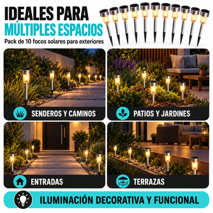 10x Luz Solar Foco Luz Patio Solar Estacas Solares Jardin