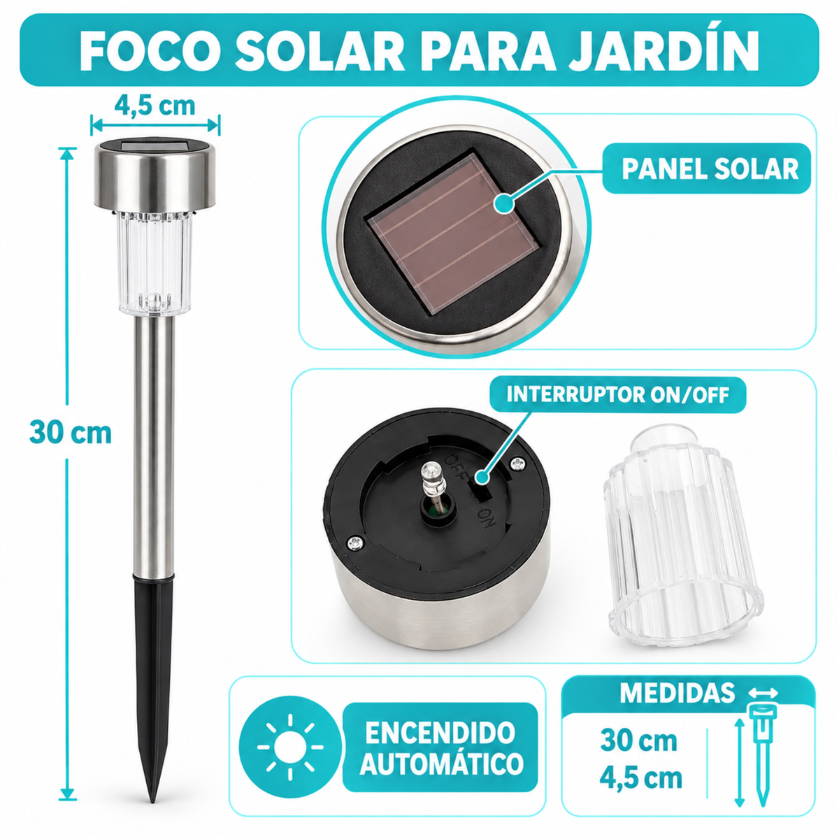 10x Luz Solar Foco Luz Patio Solar Estacas Solares Jardin