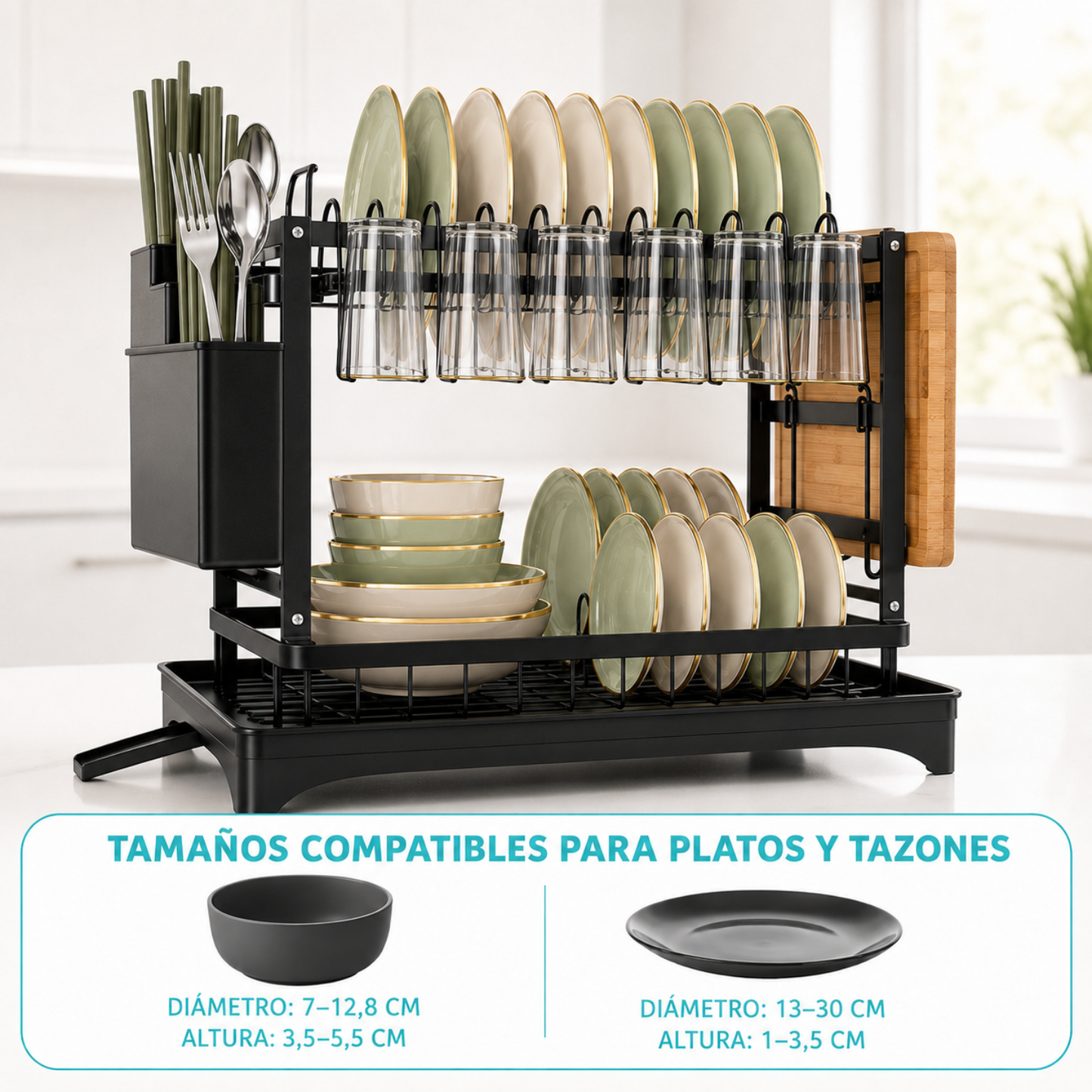 Secador Escurridor De Loza Secaplatos Inoxidable 2 Niveles