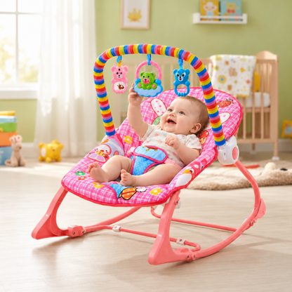 Silla Nido Mecedora Musical Para Bebe Con Juegos Rosa