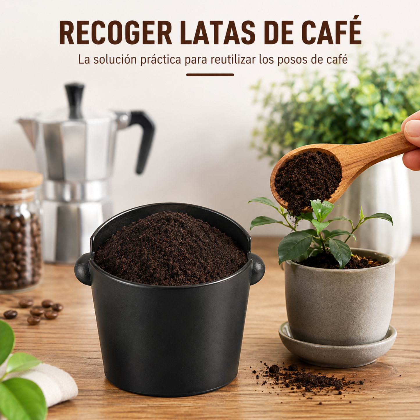 Borra Cafe Manual Knock Box Contenedor Recipiente 1l
