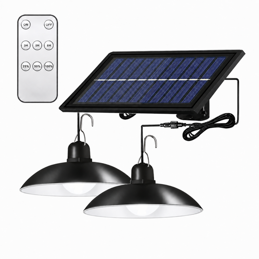 Lampara Solar Doble Colgante Focos Solares Exterior Interior