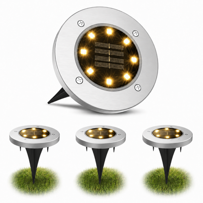 X4 Focos Solares 8 Led Luz Calido Con Estaca Para Exterior