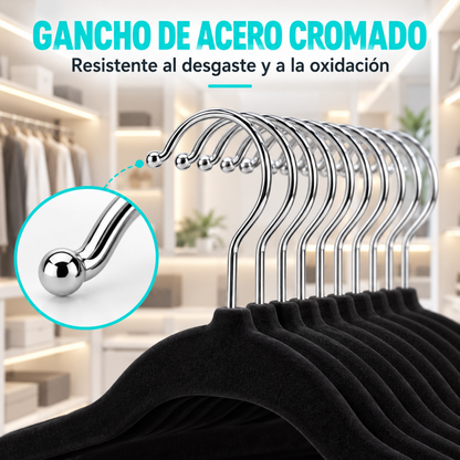 X10 Ganchos Colgadores De Ropa Terciopelo Antideslizantes