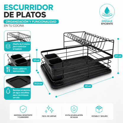 Secaplatos 2 Niveles Secador De Loza Secador Escurridor Loza